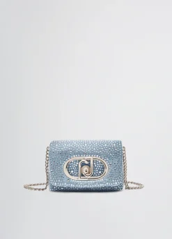 Borsa LaPuffy mini in denim con strass