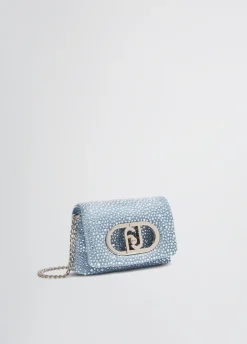 Borsa LaPuffy mini in denim con strass
