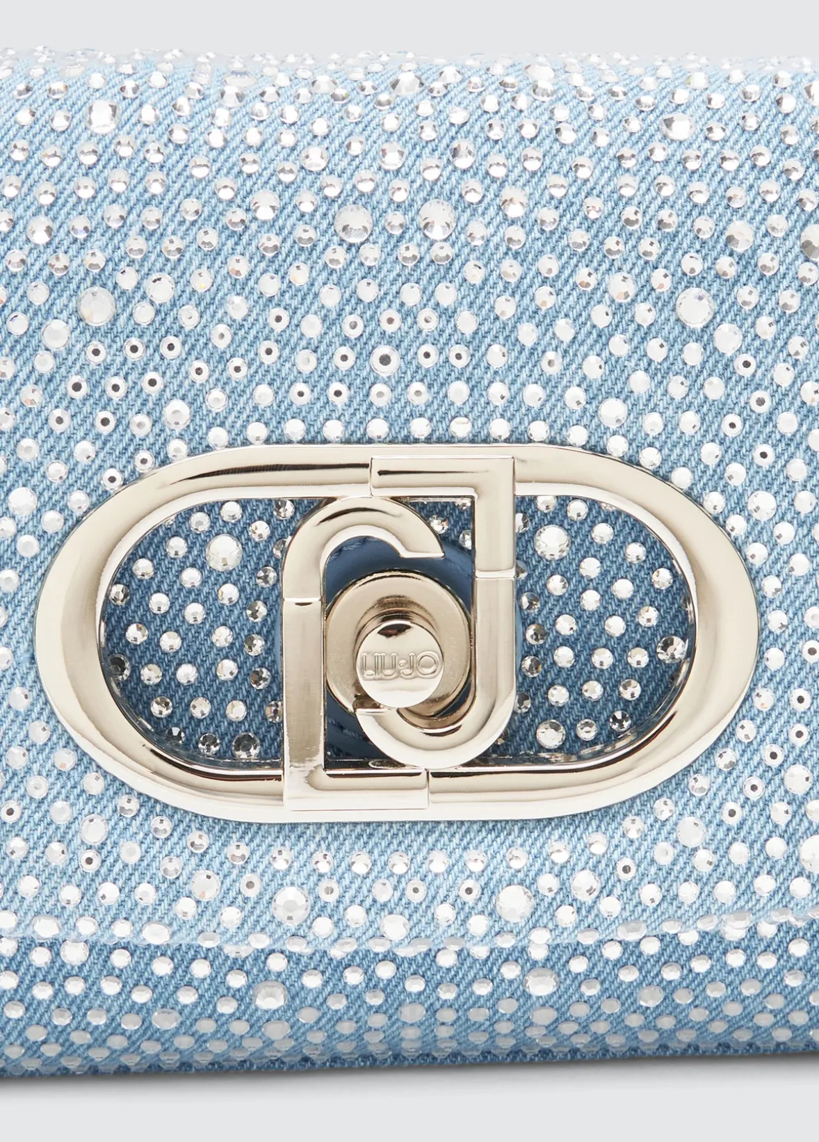 Borsa LaPuffy piccola in denim con strass