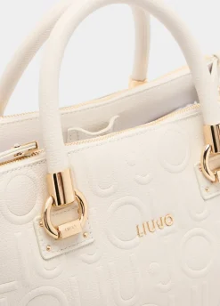 Borsa satchel media con logo