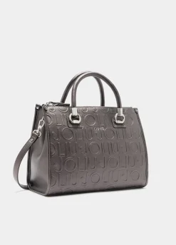Borsa satchel media con logo
