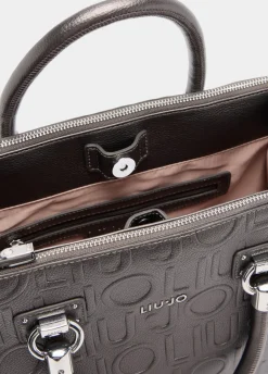 Borsa satchel media con logo