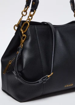 Borsa satchel media con logo