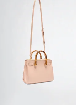 Borsa satchel media con manici effetto bamboo