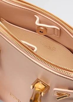 Borsa satchel media con manici effetto bamboo