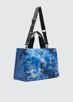 Borsa tote grande in denim stampato