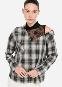 Camicia a quadri con pizzo