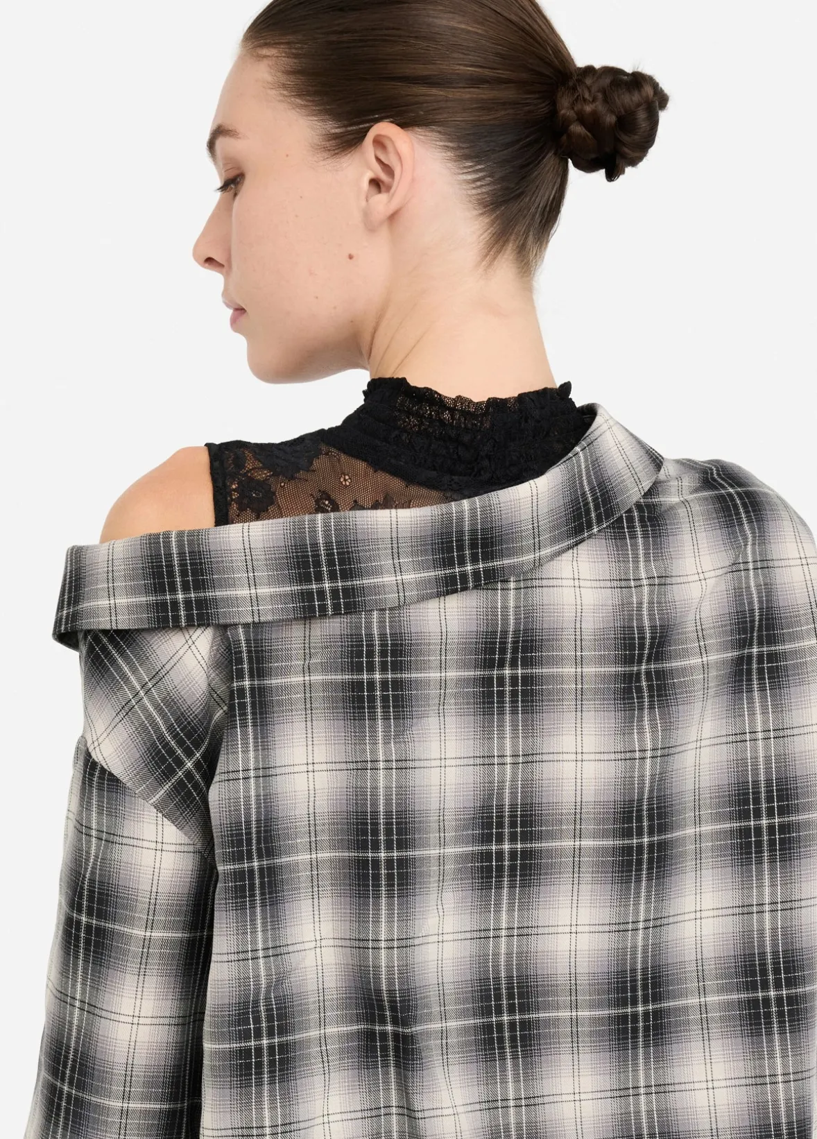Camicia a quadri con pizzo
