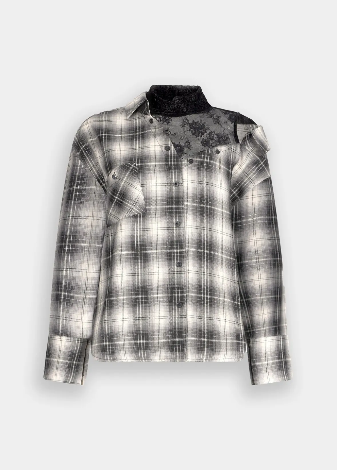 Camicia a quadri con pizzo