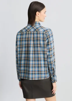 Camicia a quadri con ricami gioiello