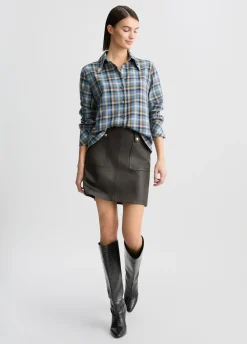 Camicia a quadri con ricami gioiello