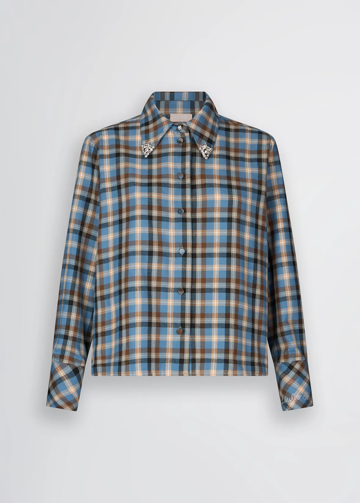 Camicia a quadri con ricami gioiello
