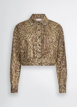 Camicia animalier con ricami gioiello