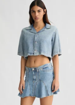 Camicia cropped in denim