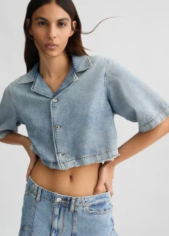 Camicia cropped in denim