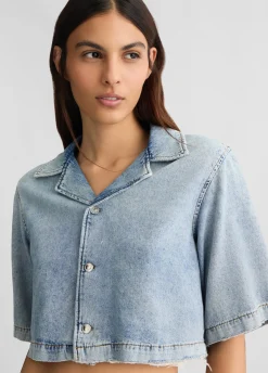 Camicia cropped in denim