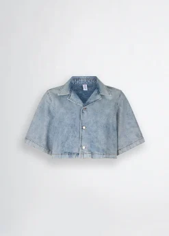 Camicia cropped in denim