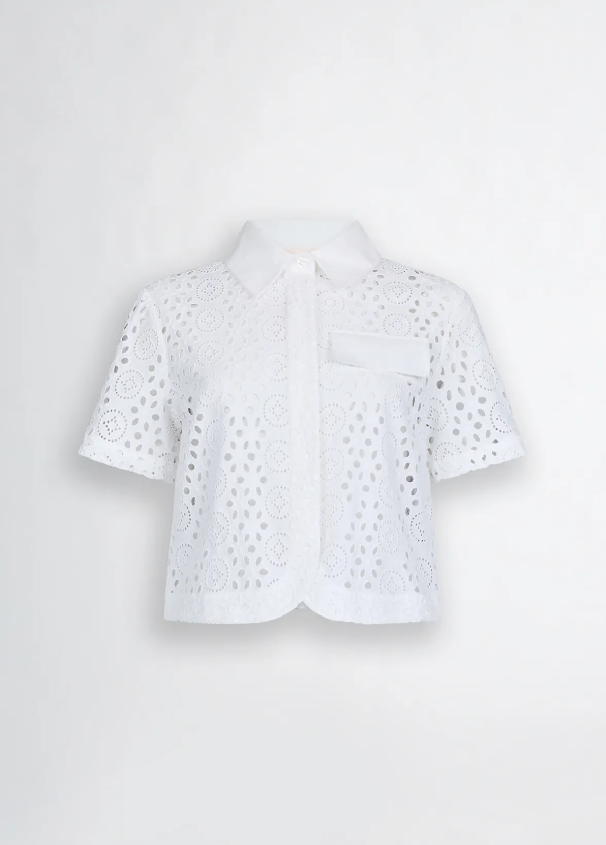 Camicia cropped in sangallo