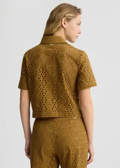 Camicia cropped in sangallo