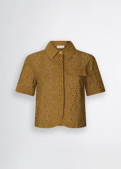 Camicia cropped in sangallo