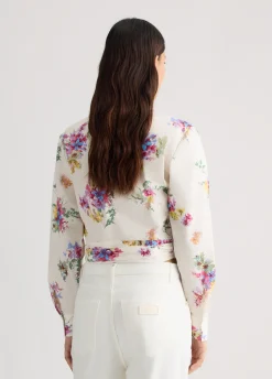 Camicia floreale con ricami gioiello