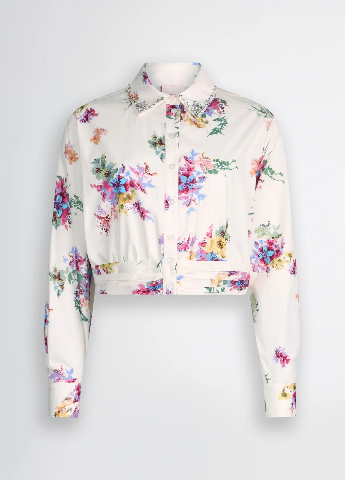 Camicia floreale con ricami gioiello
