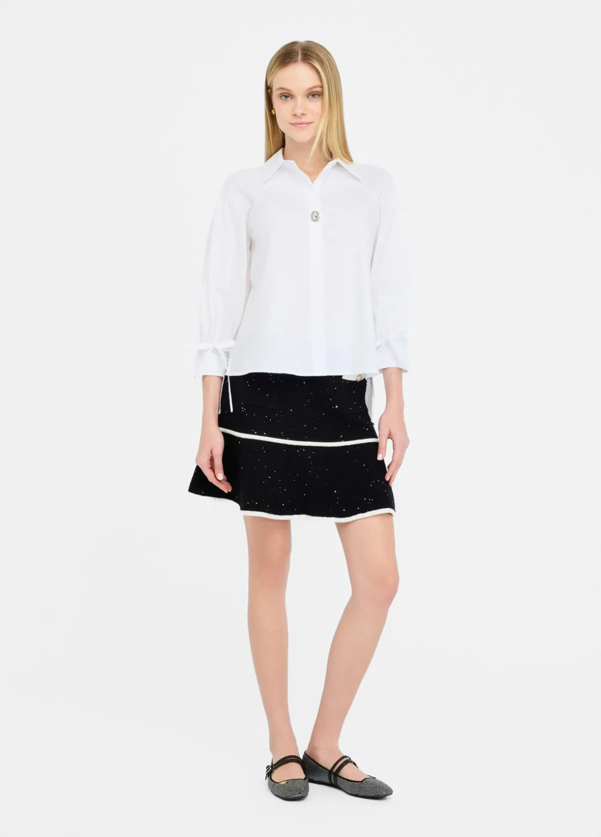 Camicia in cotone con laccetti