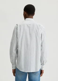 Camicia in cotone e lino a righe