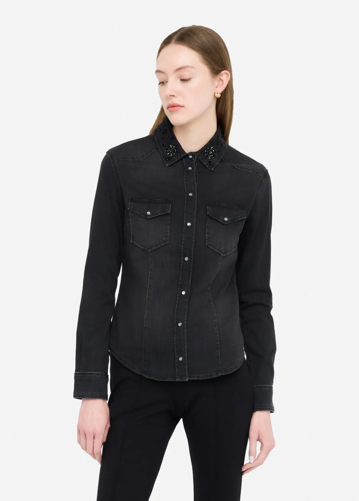 Camicia in denim con strass