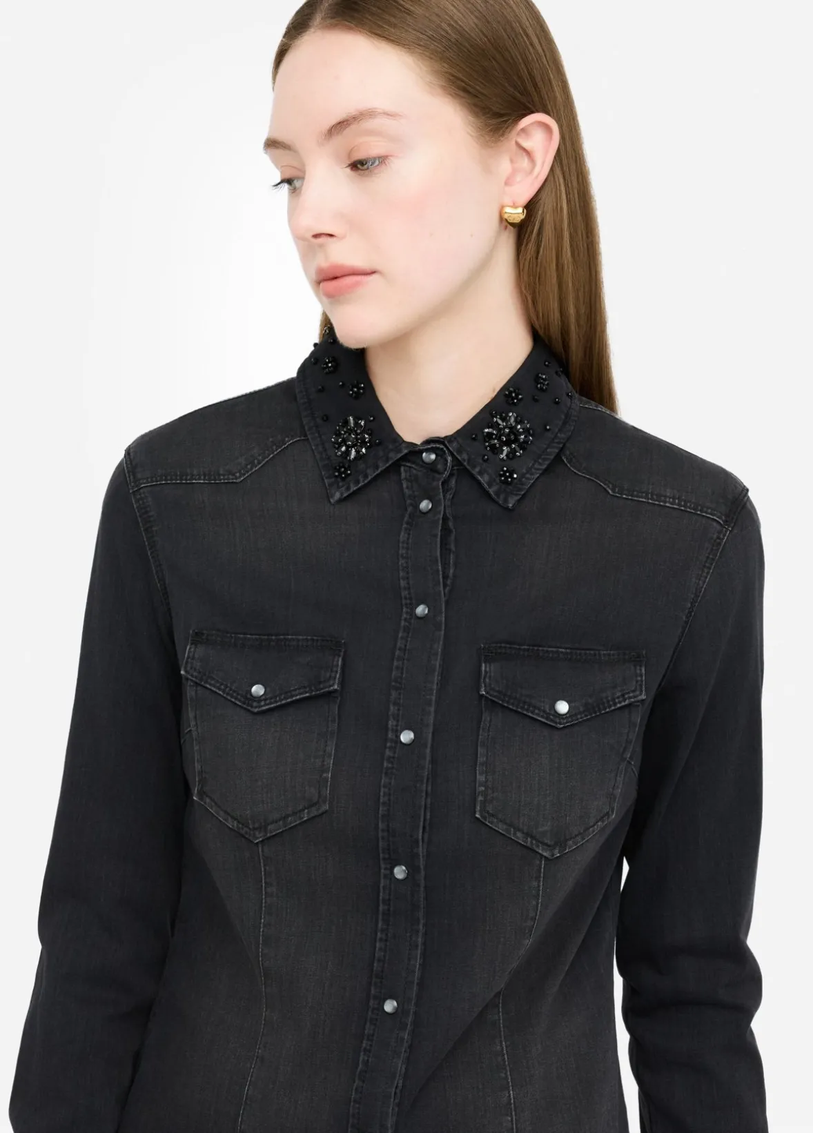Camicia in denim con strass