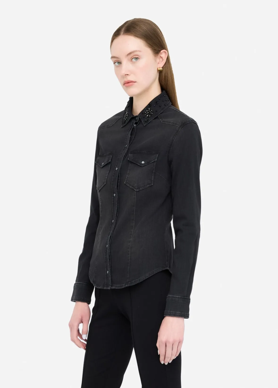 Camicia in denim con strass