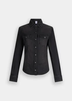 Camicia in denim con strass