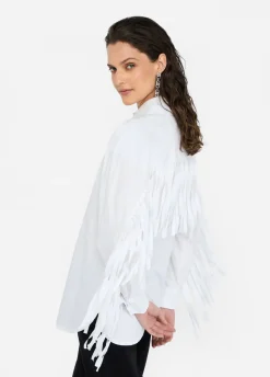 Camicia in popeline con frange