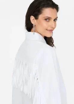 Camicia in popeline con frange