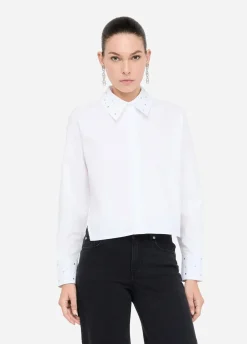Camicia in popeline con strass