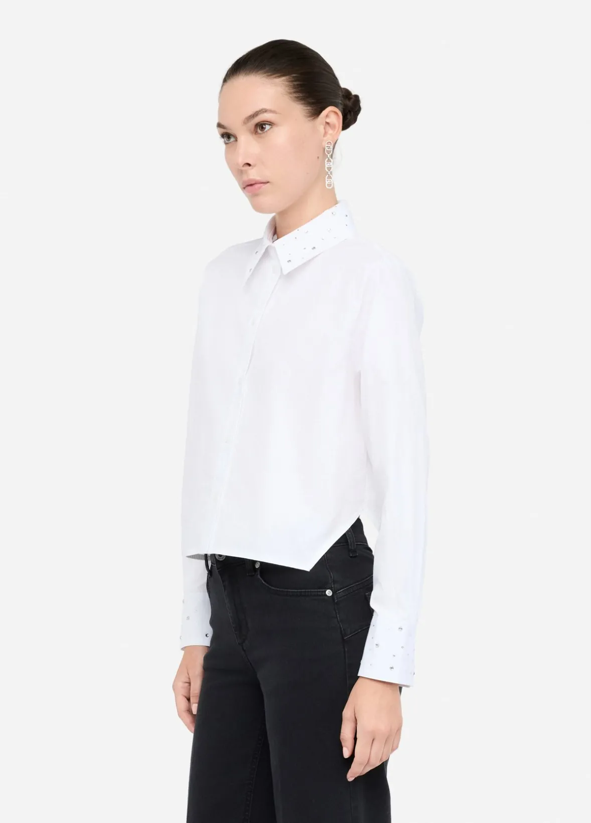 Camicia in popeline con strass