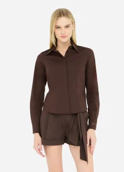 Camicia in popeline con strass