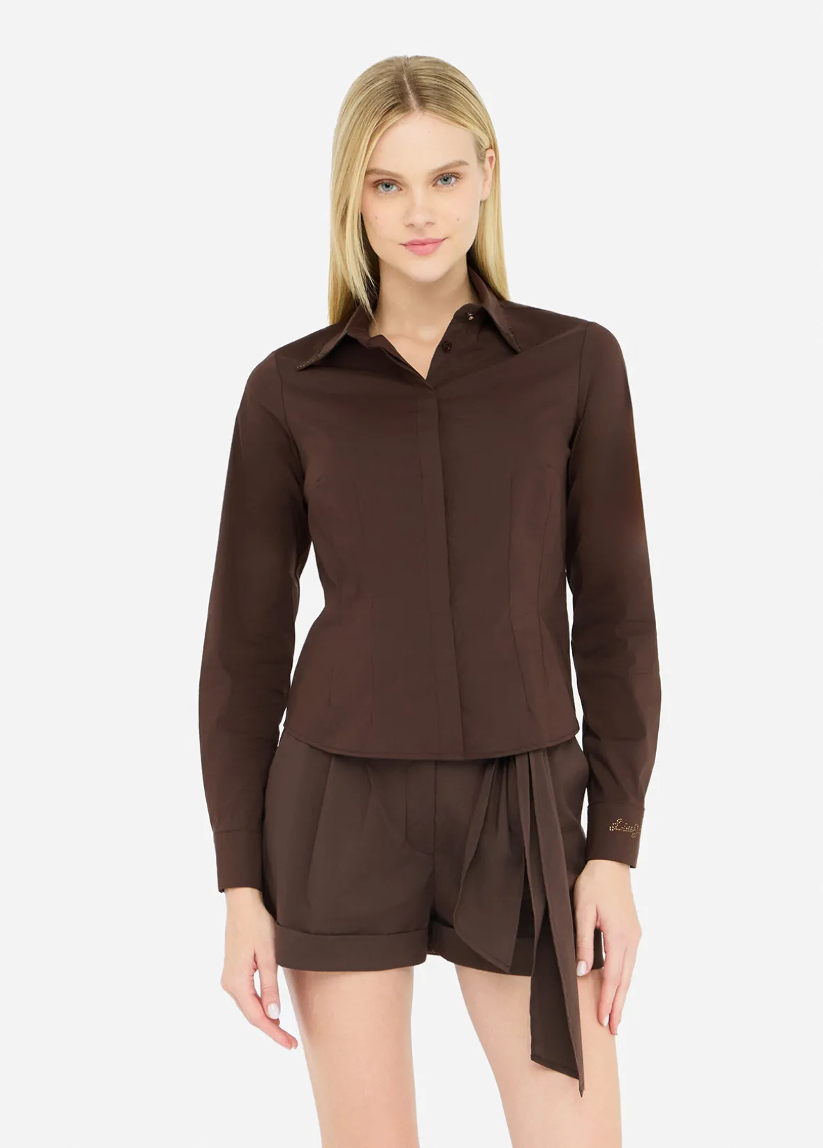 Camicia in popeline con strass