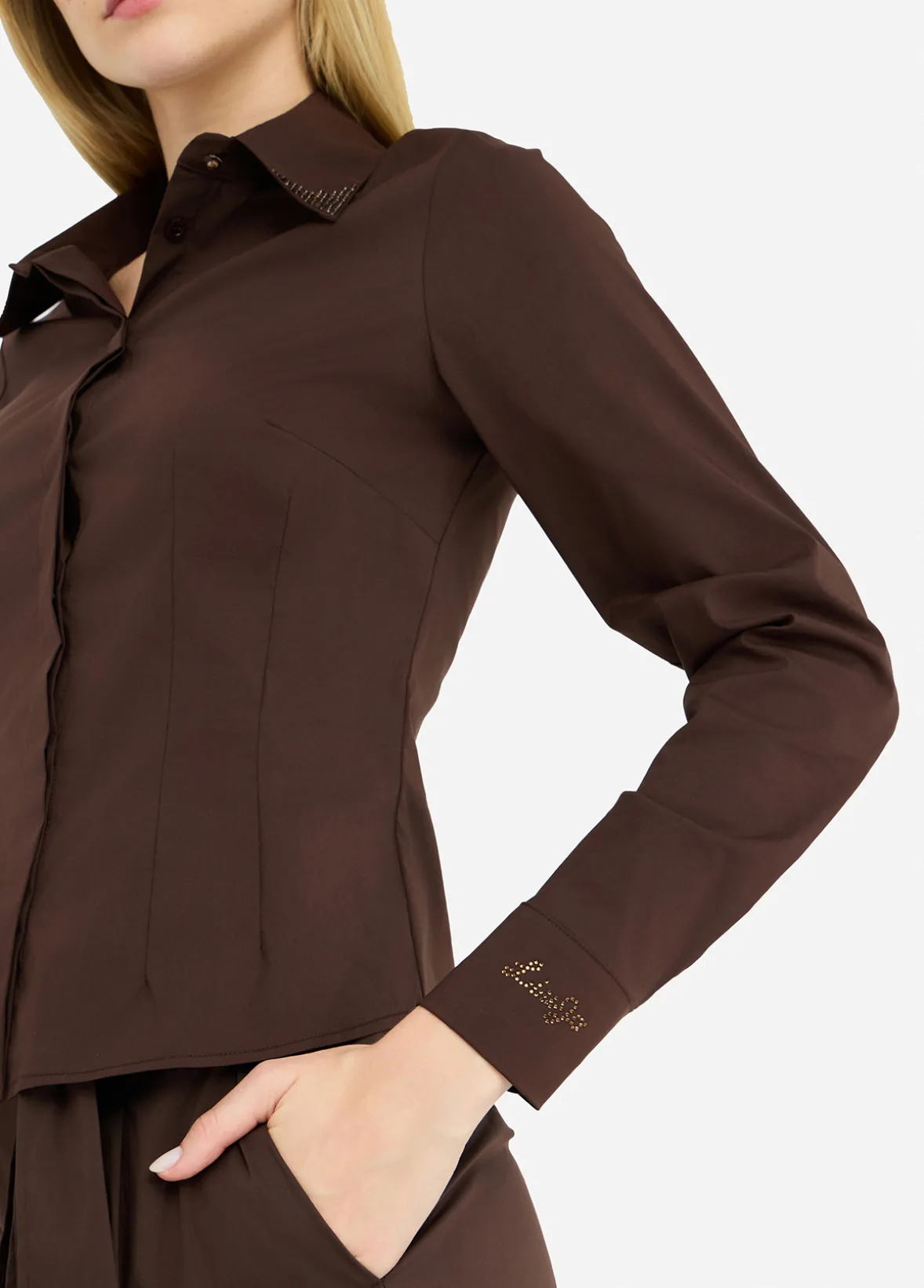 Camicia in popeline con strass