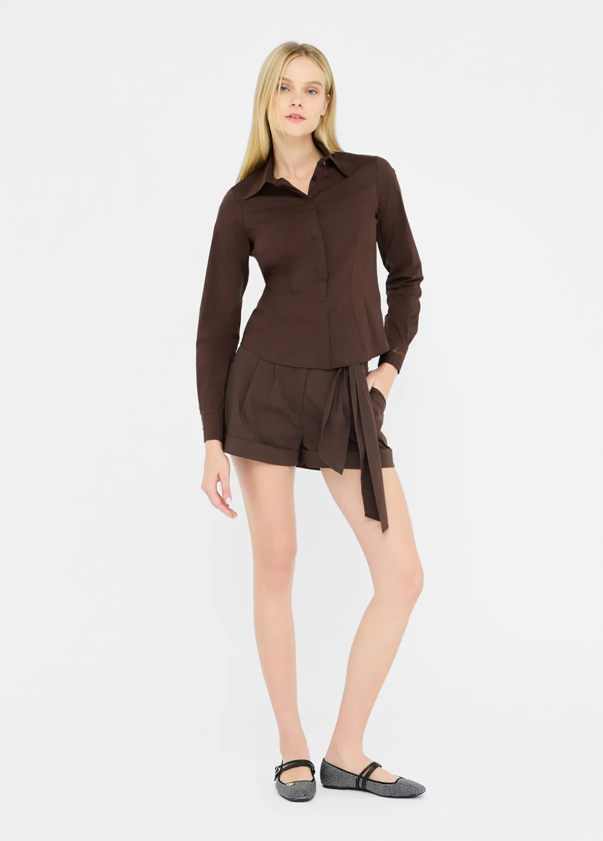 Camicia in popeline con strass