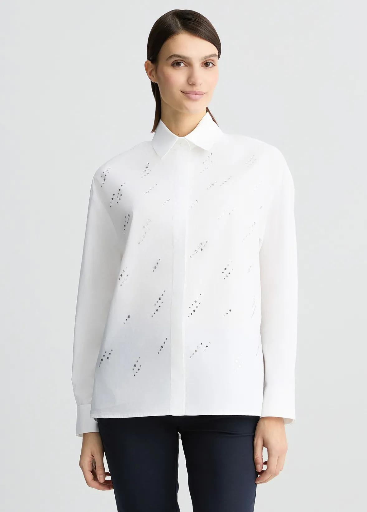 Camicia in popeline con strass