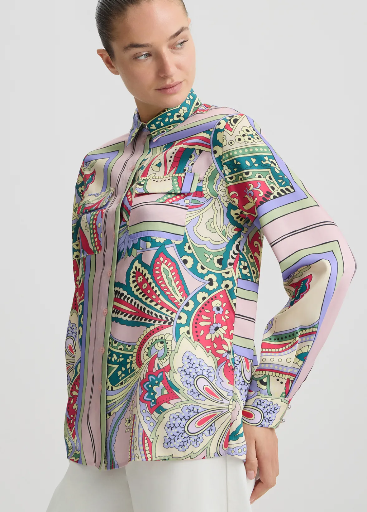Camicia in raso stampato