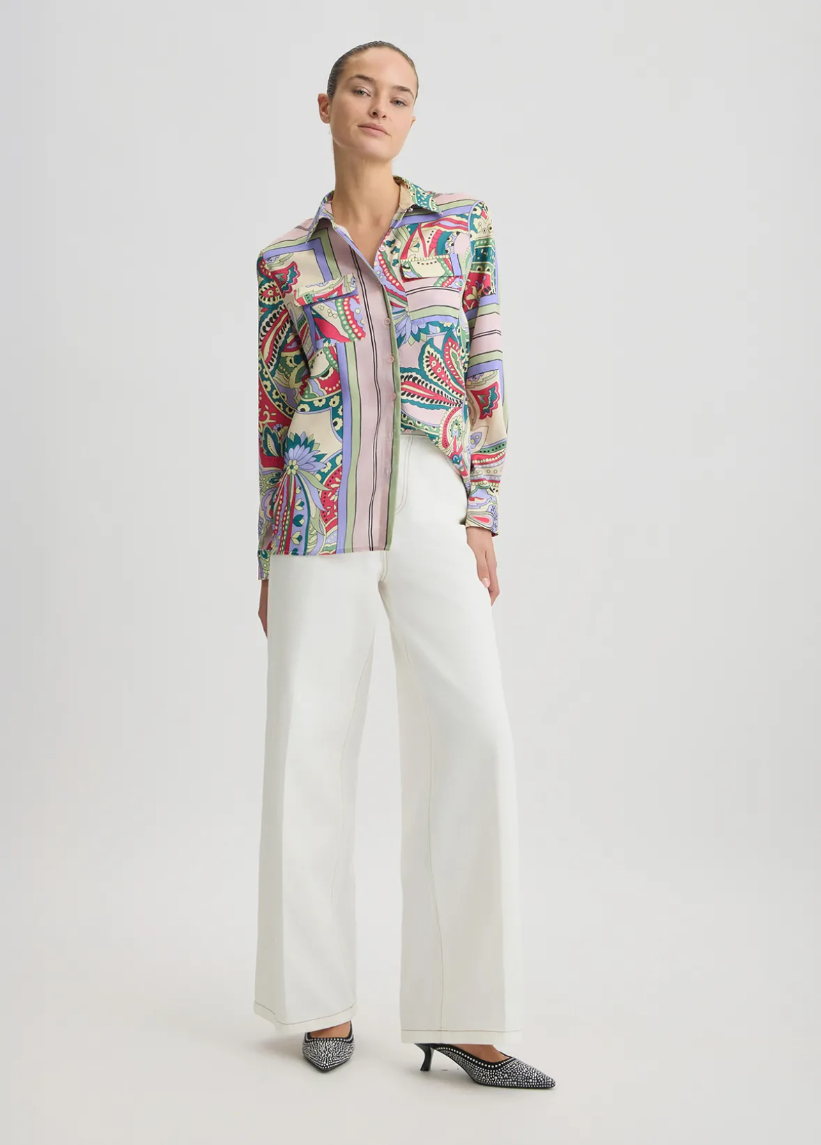 Camicia in raso stampato