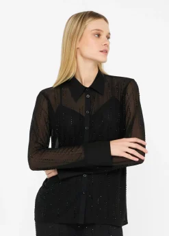 Camicia in tulle con strass