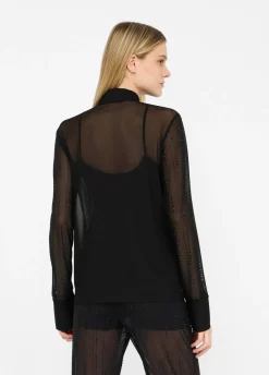 Camicia in tulle con strass