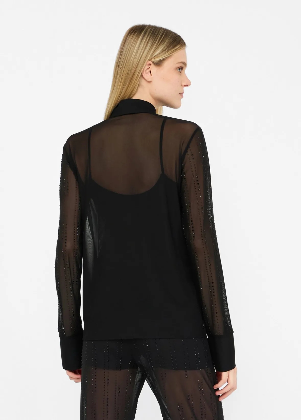 Camicia in tulle con strass