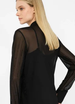 Camicia in tulle con strass