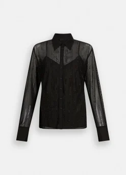 Camicia in tulle con strass