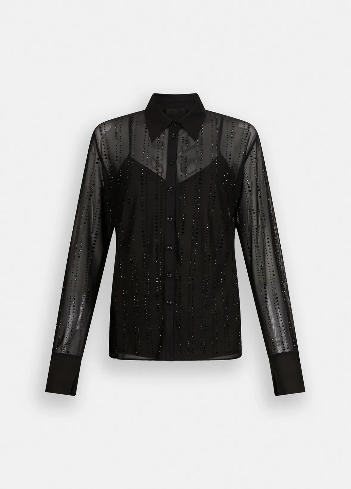 Camicia in tulle con strass