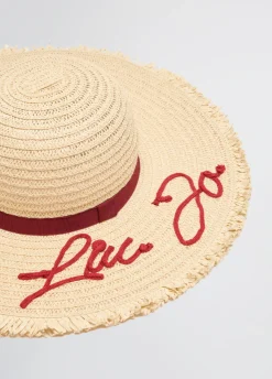 Cappello in rafia con logo